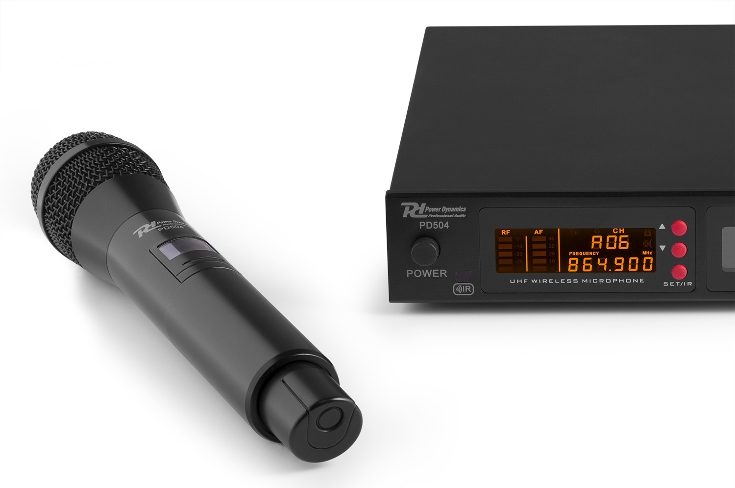 PD504H Set microfonico wireless in banda UHF 4 x 50 CH + 4 microfoni palmari