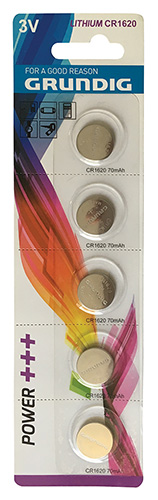 Batteria CR1620 litio 3V grundig blister n. 5 pc CR1620
