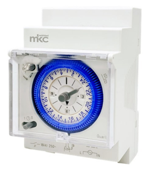 MKTI-1020 - Timer meccanico giornaliero industriale su guida DIN a 3 moduli