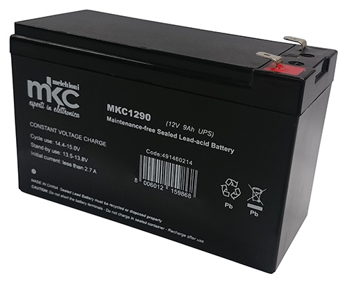 Batteria al piombo ricaricabile 12V 9Ah terminale faston 6.3mm MKC
