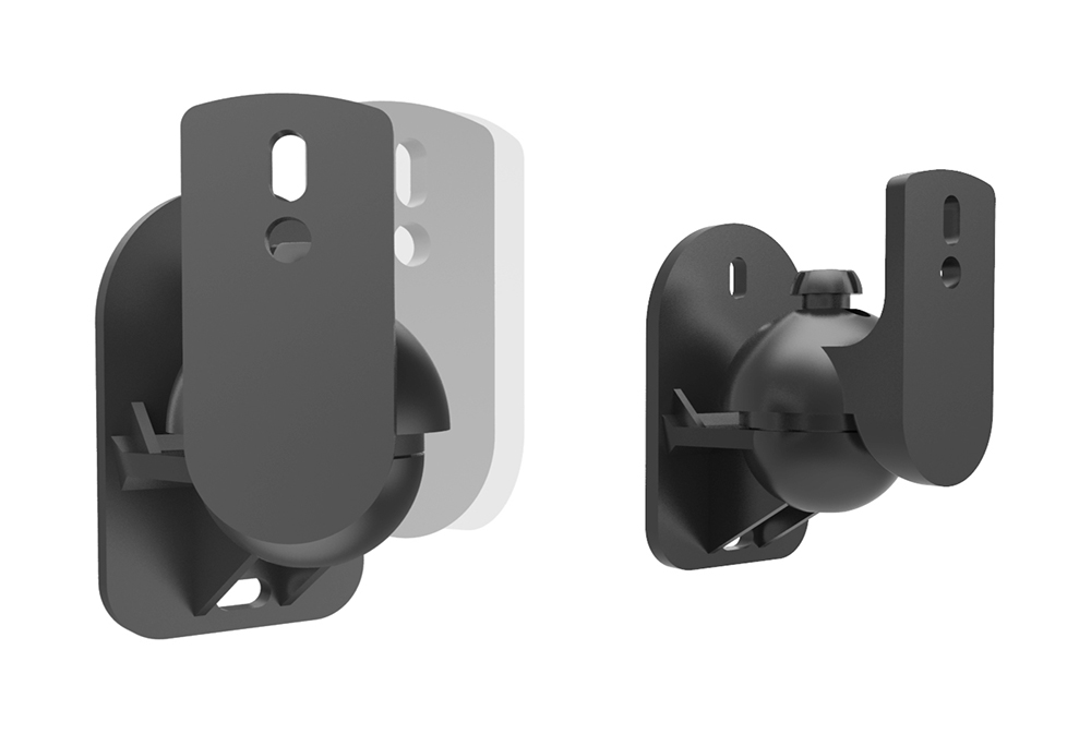 Coppia Supporti per diffusori  da parete in plastica di colore nero, Mod. SD-IR-WALLSOUND