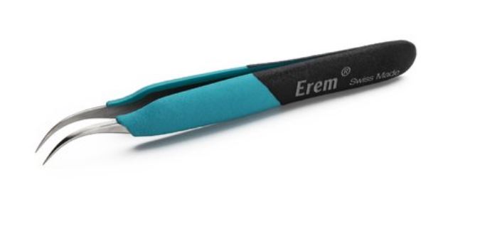 Ergonomic precision tweezers with curved tips, E7SA Weller