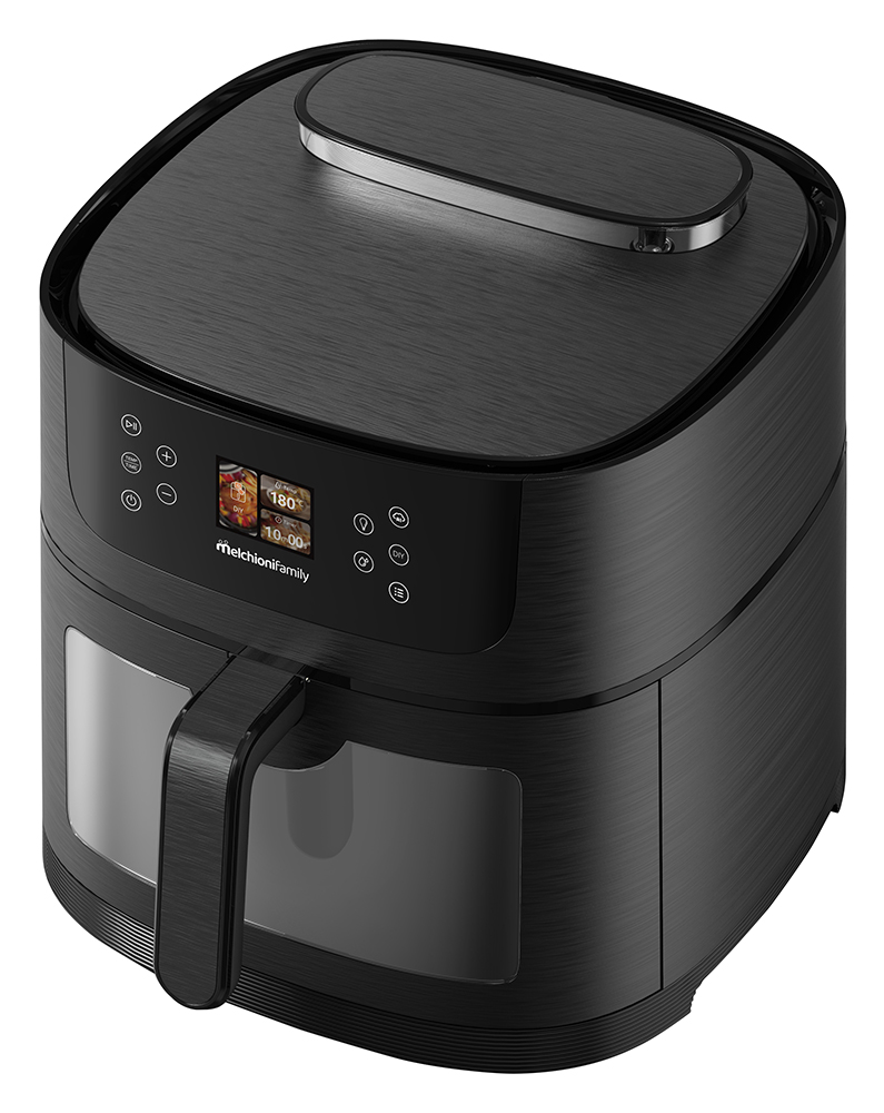 Friggitrice ad aria DORA 8L con intelligenza artificiale e funzione vapore soft nera