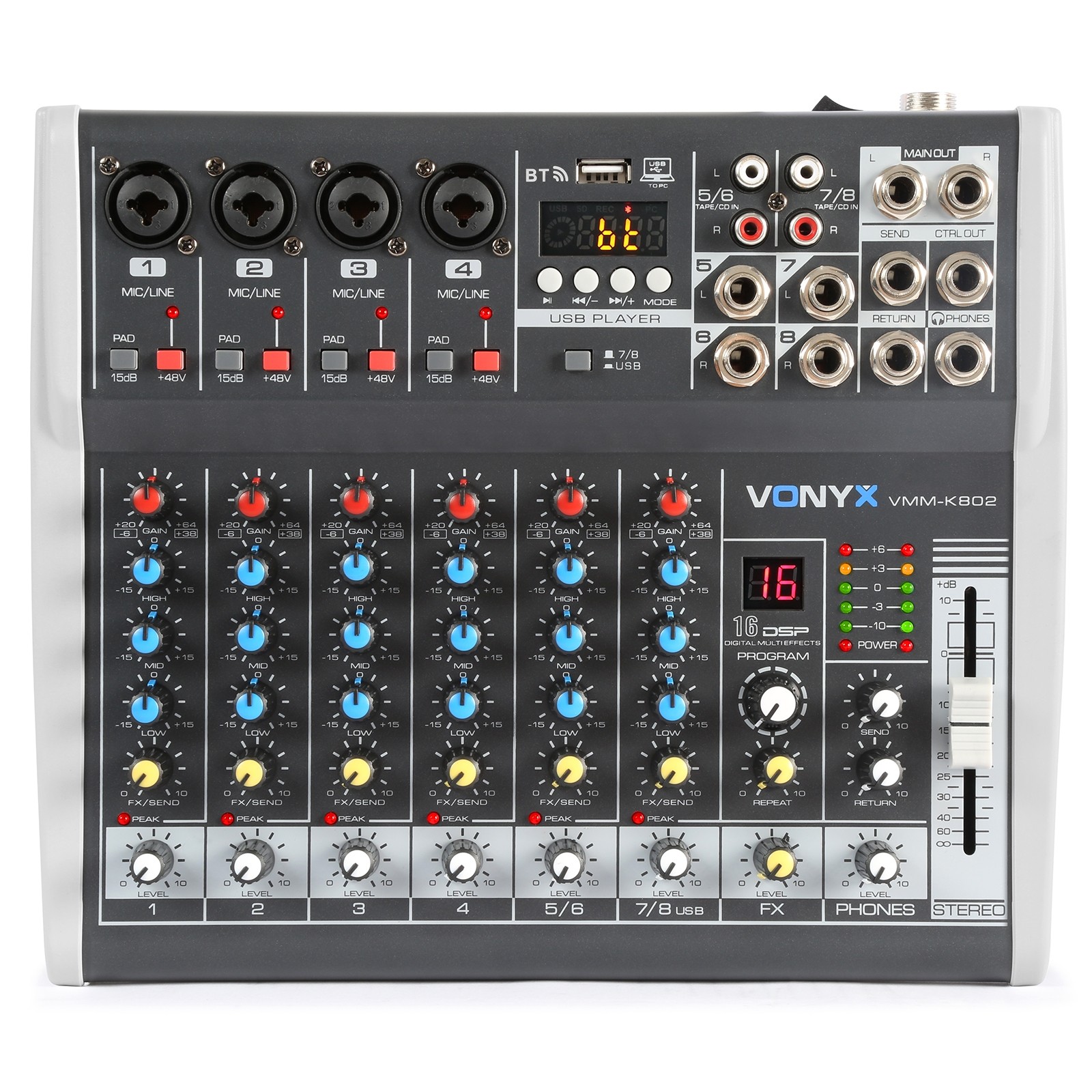 Mixer 8 canali funzione con DSP. Mod. VMM-K802