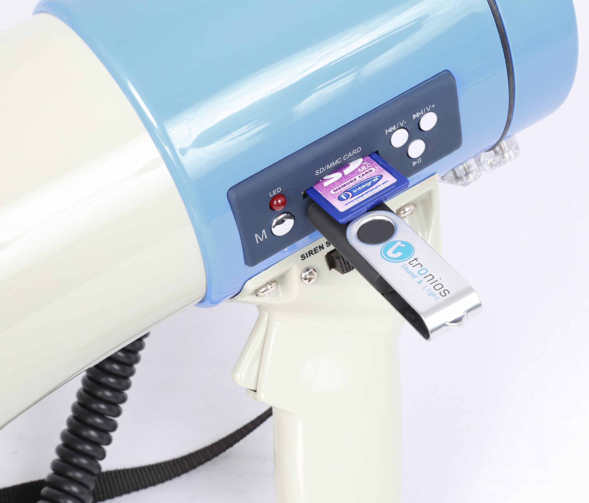 Megafono 65W con registrazione, sirena, microfono, USB,  mod. MEG065