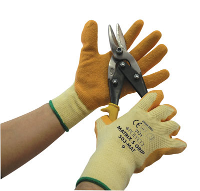 Pro-Safe green/yellow gloves with latex coating, size 10/XL