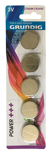 Batteria CR2450 litio 3V grundig blister n. 5 pc CR2450