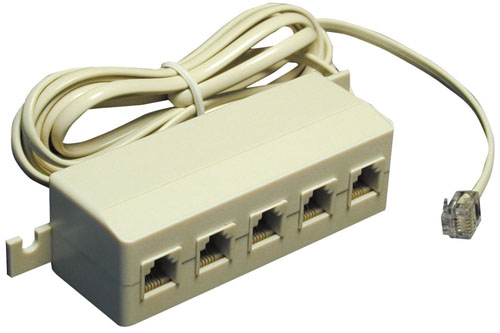 Presa telefonica multipla con 5 prese Plug 6/4 + cavetto intestato