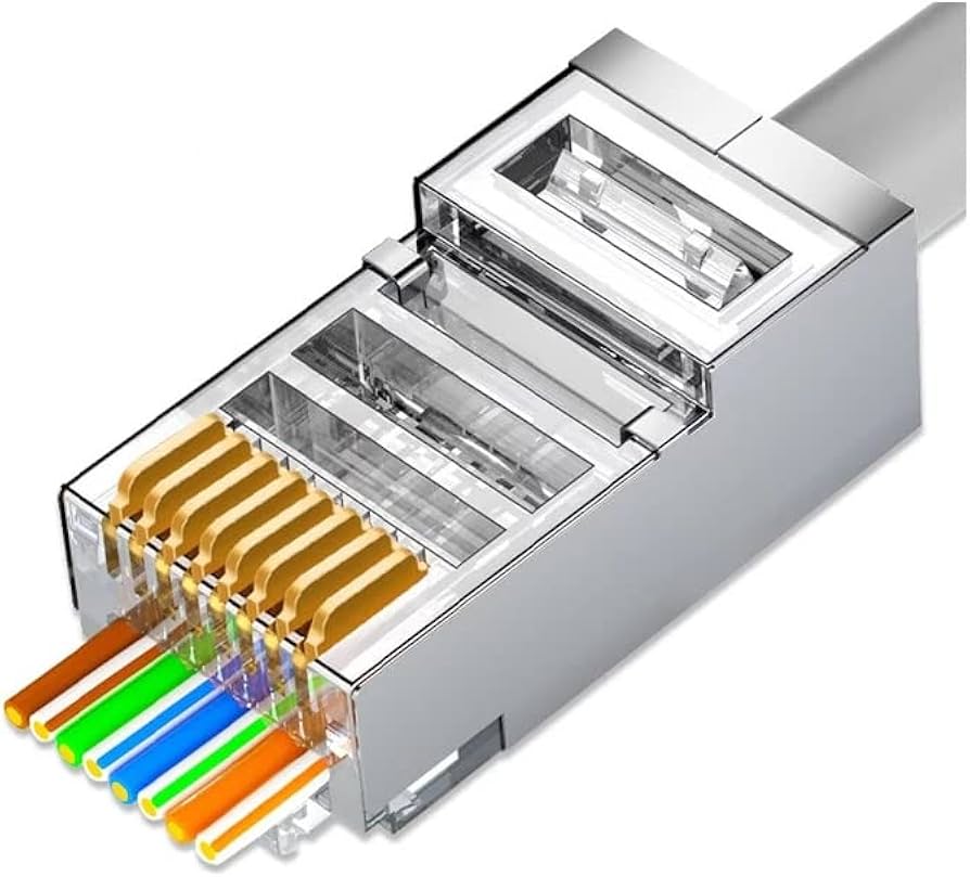 Spina RJ45 connettore con fori passanti Cat5e FTP (barattolo da 100pz)