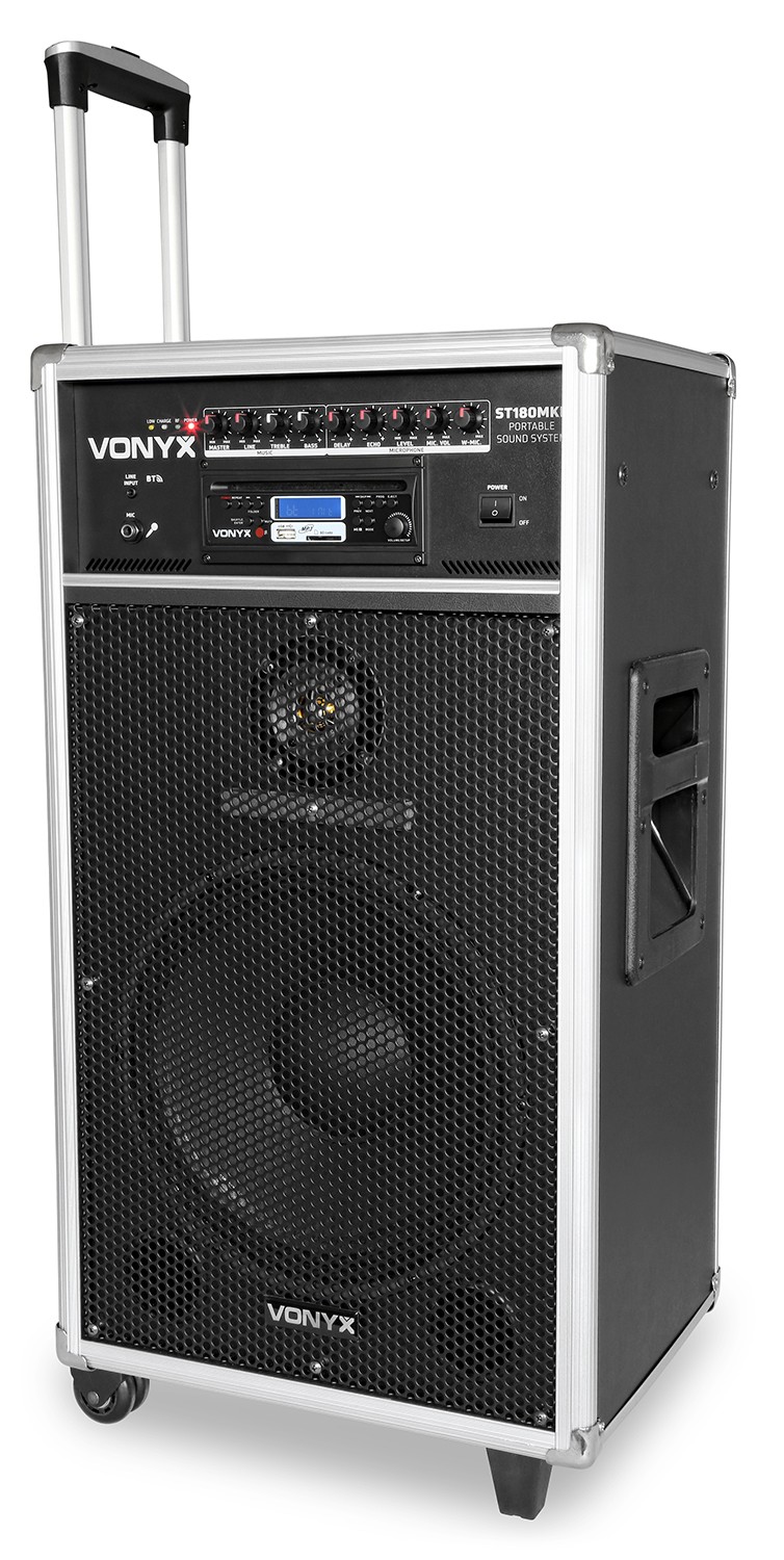 VONYX 170.013 ST180 PORTABLE S Portable system, with 2 uhf wireless microphones, mp3, bt and cd player, 450w power