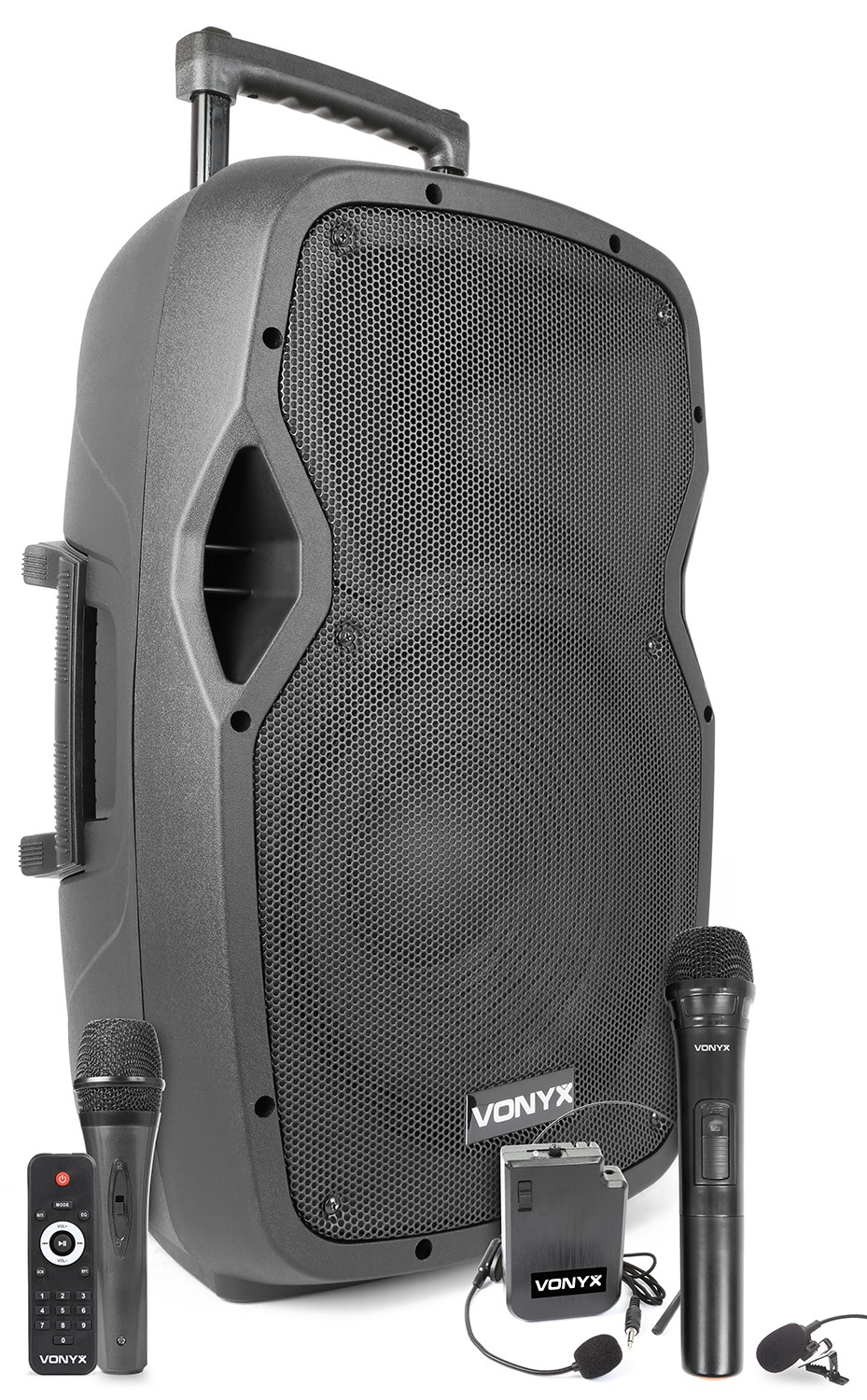 VONYX 550923425 Professional 12 "600w speaker with bt-usb-sd with 2 vhf radio microphone