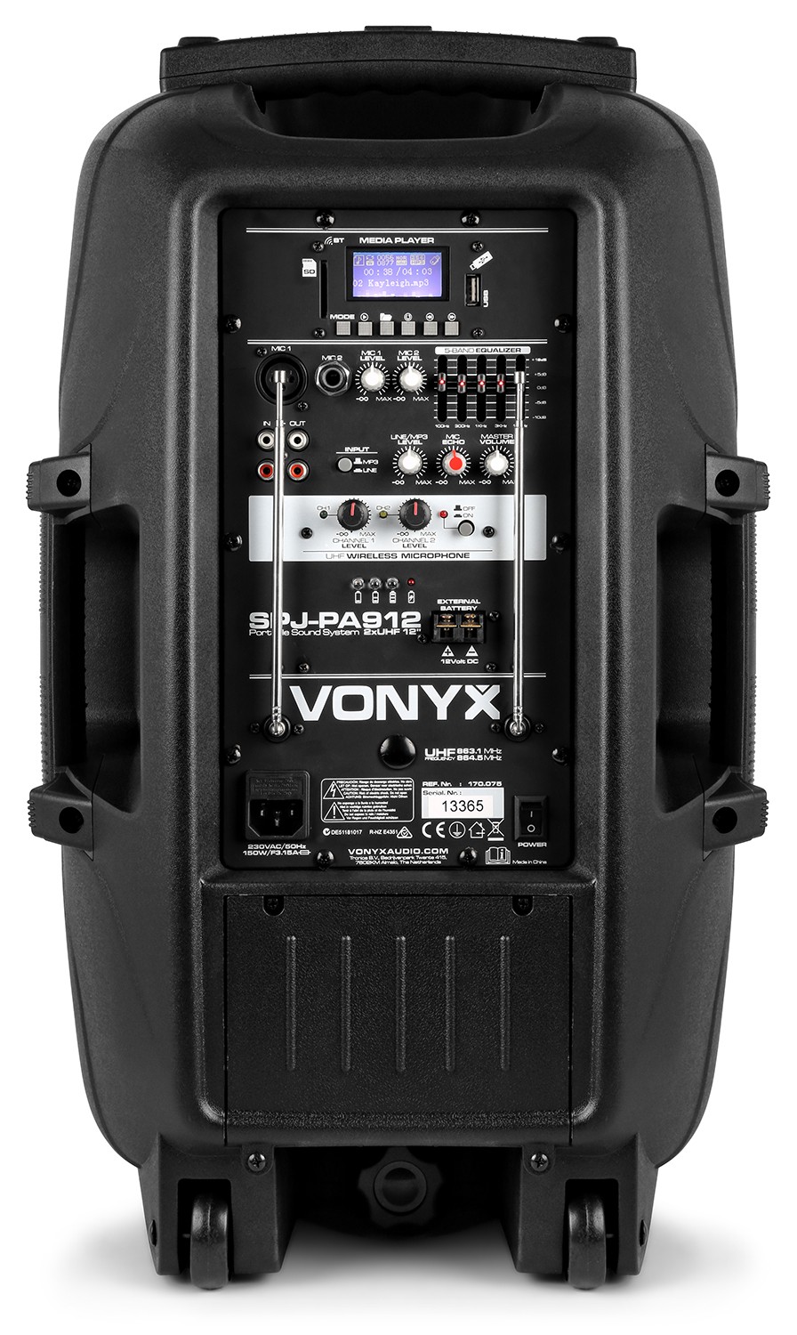 VONYX 550923037 Portable system 500W with 2 Radio microphones VHF and Bluetooth receiver