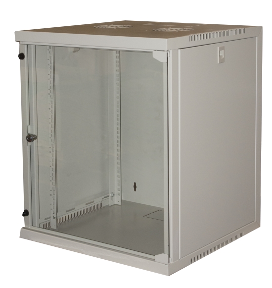 MK1912UG - ARMADIO RACK 19 12 UNITA' DA MURO PER RETI COLORE GRIGIO PORTA VETRO