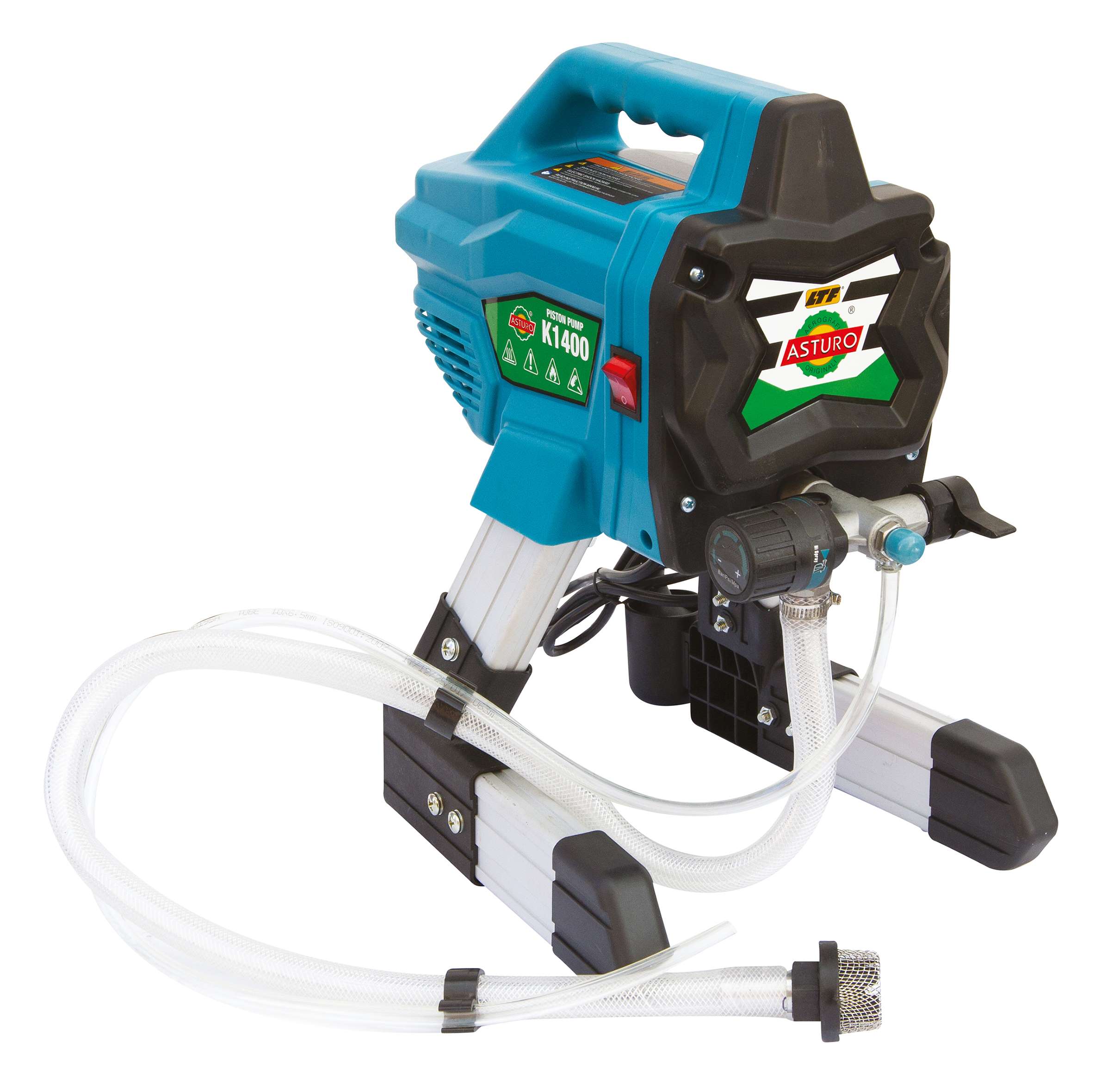 ASTURO 0771400K Pompa K1400 airless elettrica a pistone con kit di verniciatura 650W