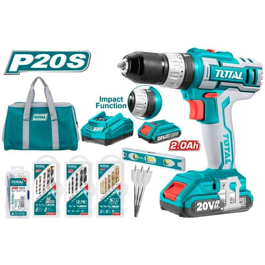 Trapano a Percussione, 2 Batterie, 42 Accessori, Borsa One Battery TIDLI20028