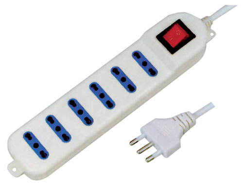 MKC 492518041 MultiSocket white n°6 sockets dual 10/16a - plug 2p+t 16a ...