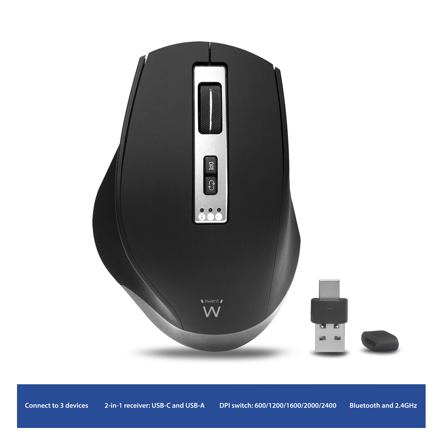 Bluetooth & Wireless Mouse - USB-A & USB-C 600/1200/1600/2000/2400 dpi