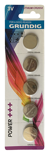 Batteria CR2032 litio 3V grundig blister n. 5 pc CR2032