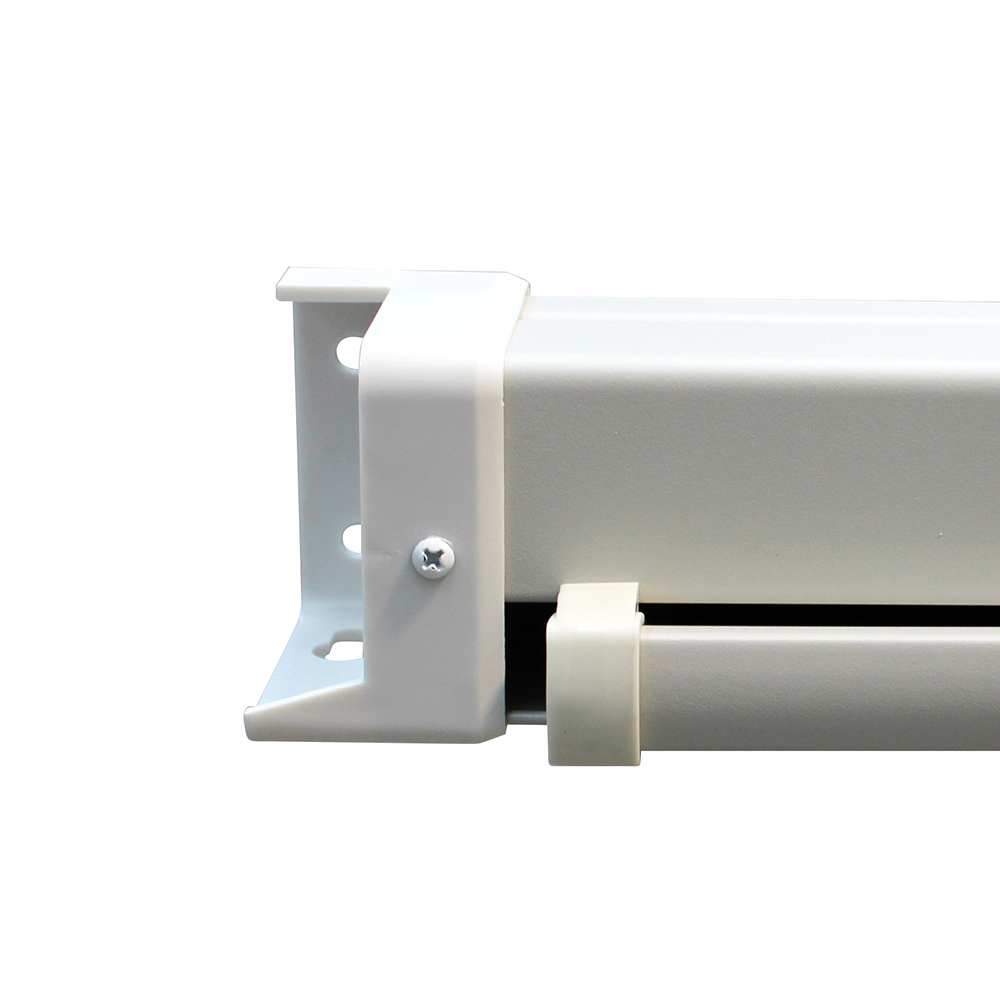 Schermo Manuale 200x152cm con tela bianca, retro nero e bordo nero, formato 16:9, Mod. IR-S3202RN