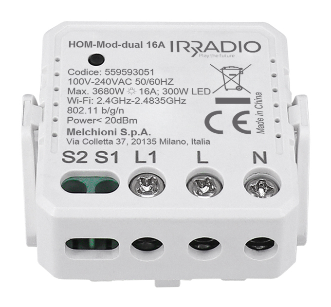 16A Flush-Mount Switch Module 1 Channel WiFi HOM-MOD-DUAL 16A