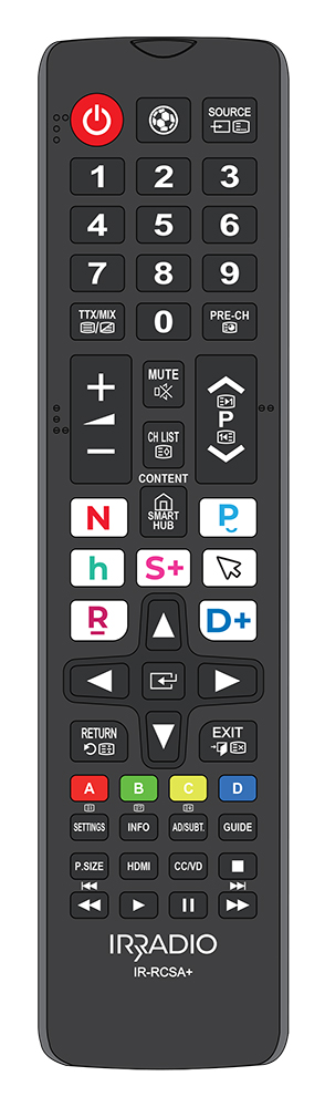 Telecomando dedicato compatibile con tutte le TV e SMART TV LCD/LED SAMSUNG, Mod. IR-RCSA+