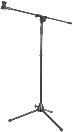 Asta microfonica a giraffa da pavimento, 110-230cm., nera. 180.024
