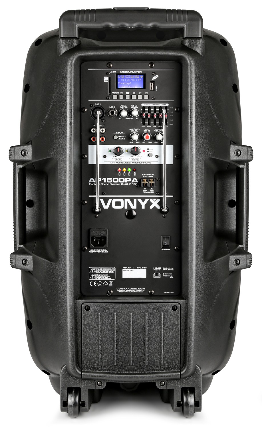 VONYX 550923017 Portable sound system ap series 2x8" sd/usb/mp3/vhf/bt