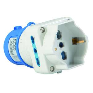 2P+T Plug Adapter 16A 230V to Bipolar Schuko and 2 Bipolar Sockets 16A 23 AD/VB731-I
