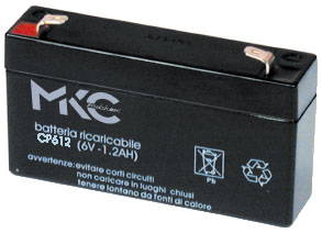 Batteria al piombo ricaricabile 6V 1.2Ah terminale faston 4.8mm MKC