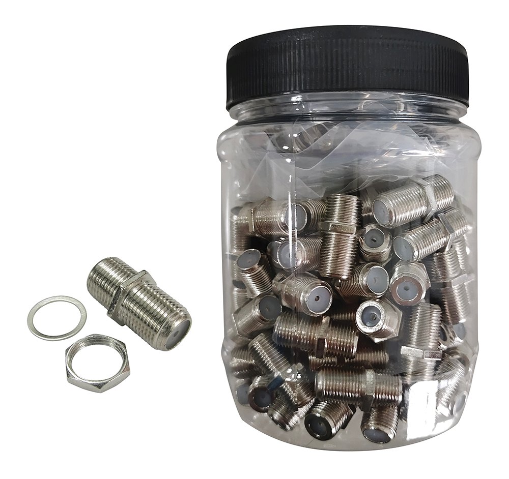 Adattatore per connettori tipo F, presa /presa con rondella per fissaggio a pannello