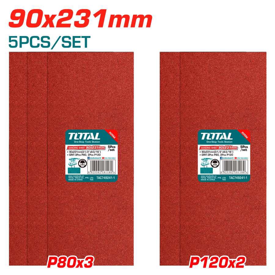 Set of 5 Abrasive Sheets 90*231mm - P80/P120 TAC749241-1