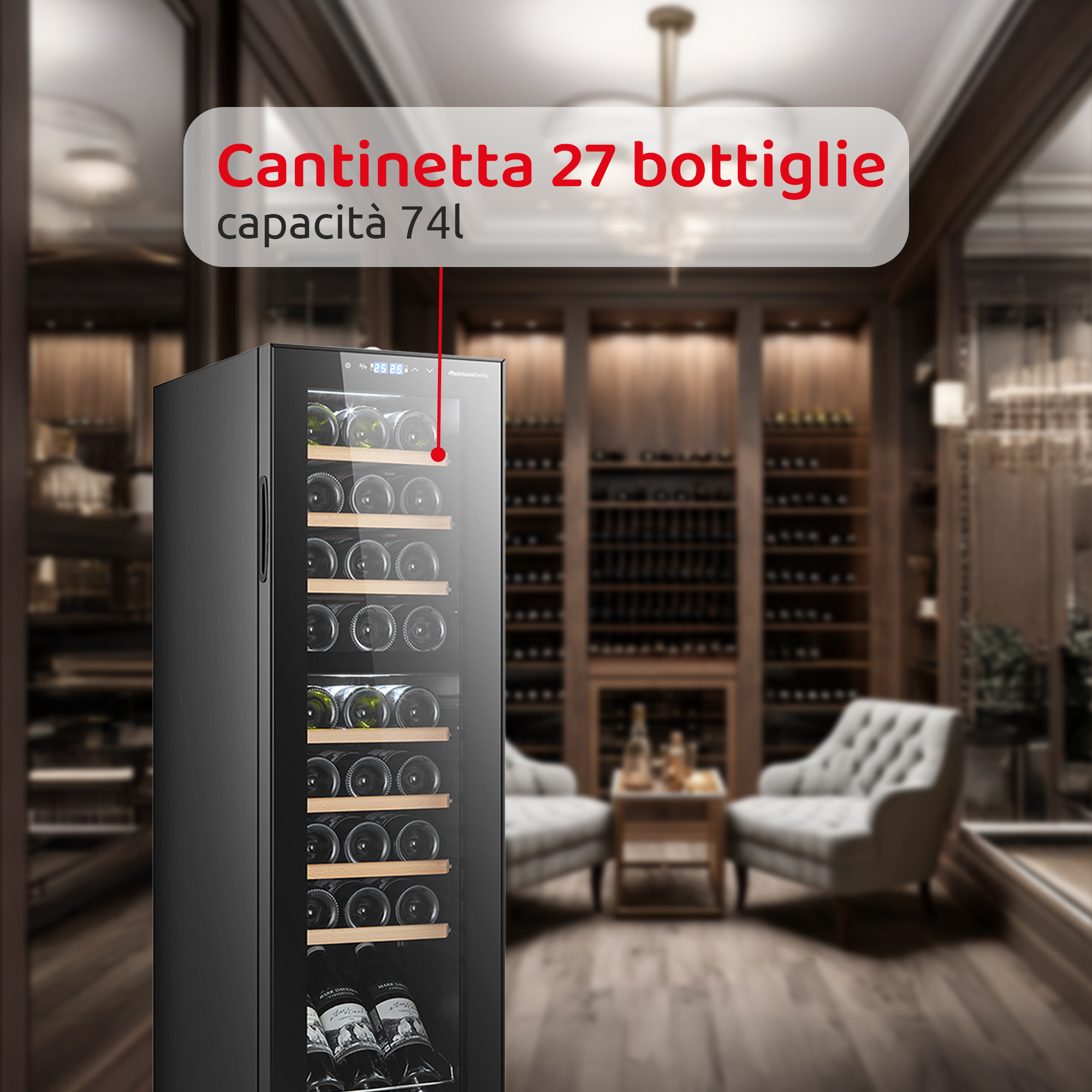 Cantinetta VERMENTINO 18 C DUAL -  27 bottiglie doppia temperatura con compressore