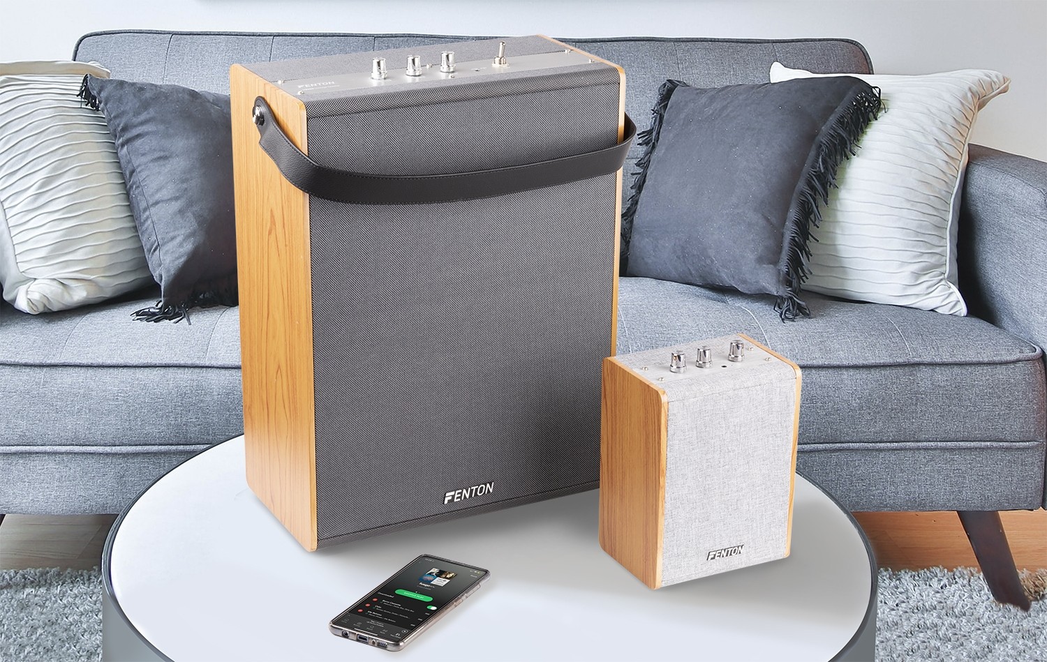 Diffusore Bluetooth da 40W stile Vintage in legno chiaro, woofer da 8”, Mod. VBS80