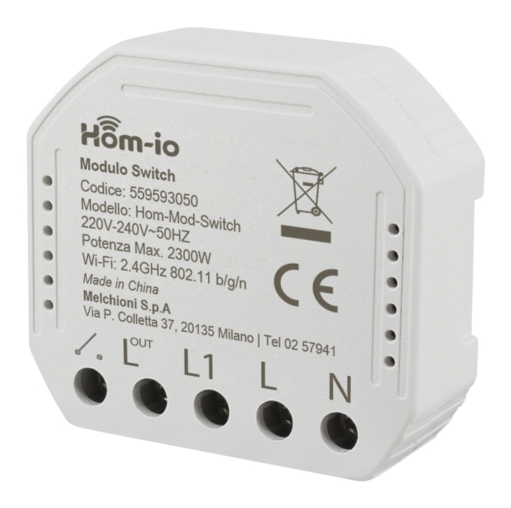 Modulo switch da incasso 10A 1 canale WiFi Hom-Mod-Switch