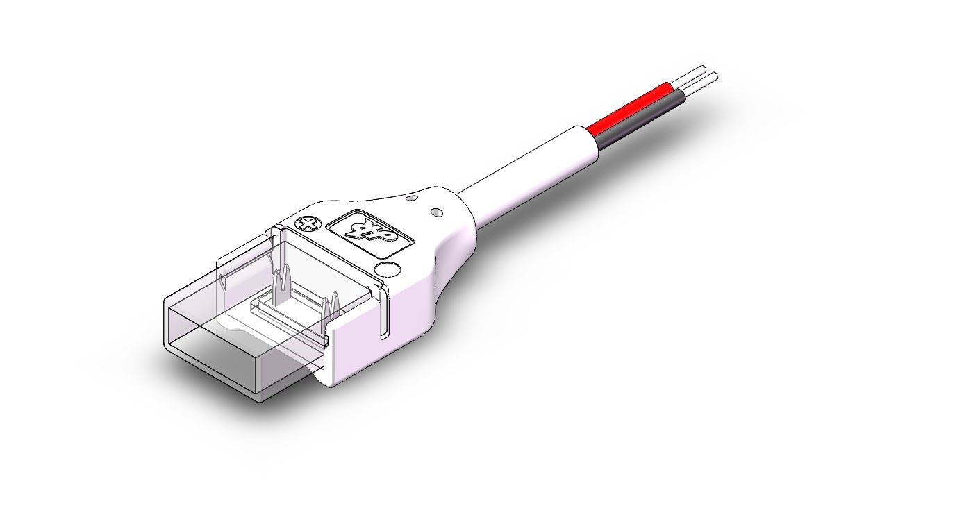 Connettore waterproof strip - cavo, 10mm 2 pin IP65 (cavo 15mm incluso)