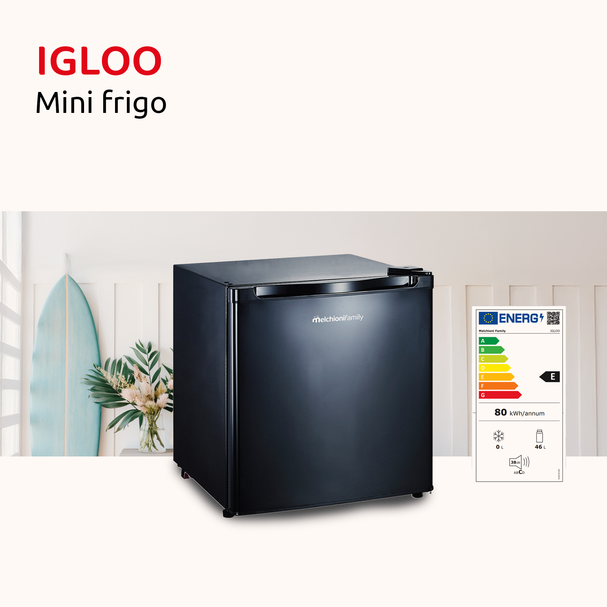 Minifrigo IGLOO - 46L con compressore bianco nero