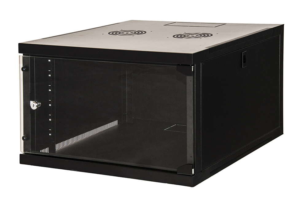 MK1907U66N - ARMADIO RACK 19 6 UNITA' DA MURO COLORE NERO PORTA VETRO