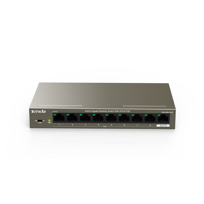 TEG1109P-8-102W - Switch 9-Port Gigabit Desktop con 8-Port PoE
