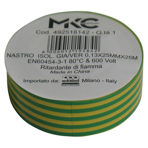 MKC 492518142 Insulating tape yellow/verde 0,13mmx25mmx25mt self-extinguishing