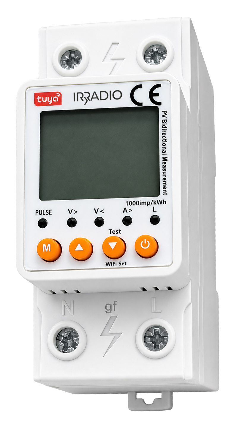 IR-DISPLAY-SWITCH Switch with consumption meter and 20A differential magnetothermal protection with display