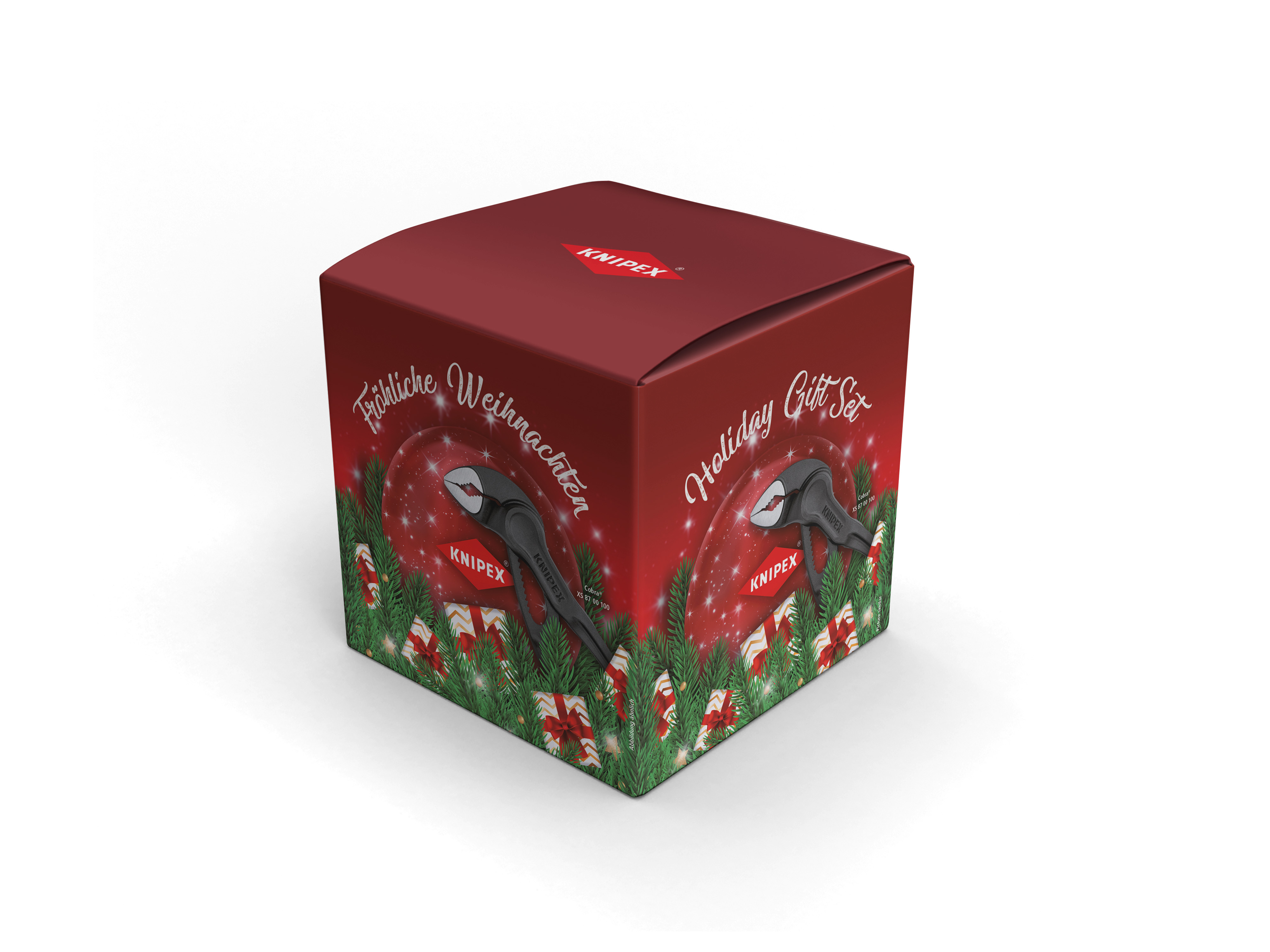 Mini pinza regolabile per tubi e dadi KNIPEX Cobra® XS in una scintillante palla di Natale