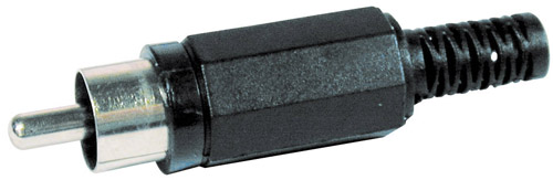 CT2005 PLUG BLACK Plug rca flying black with cable guide