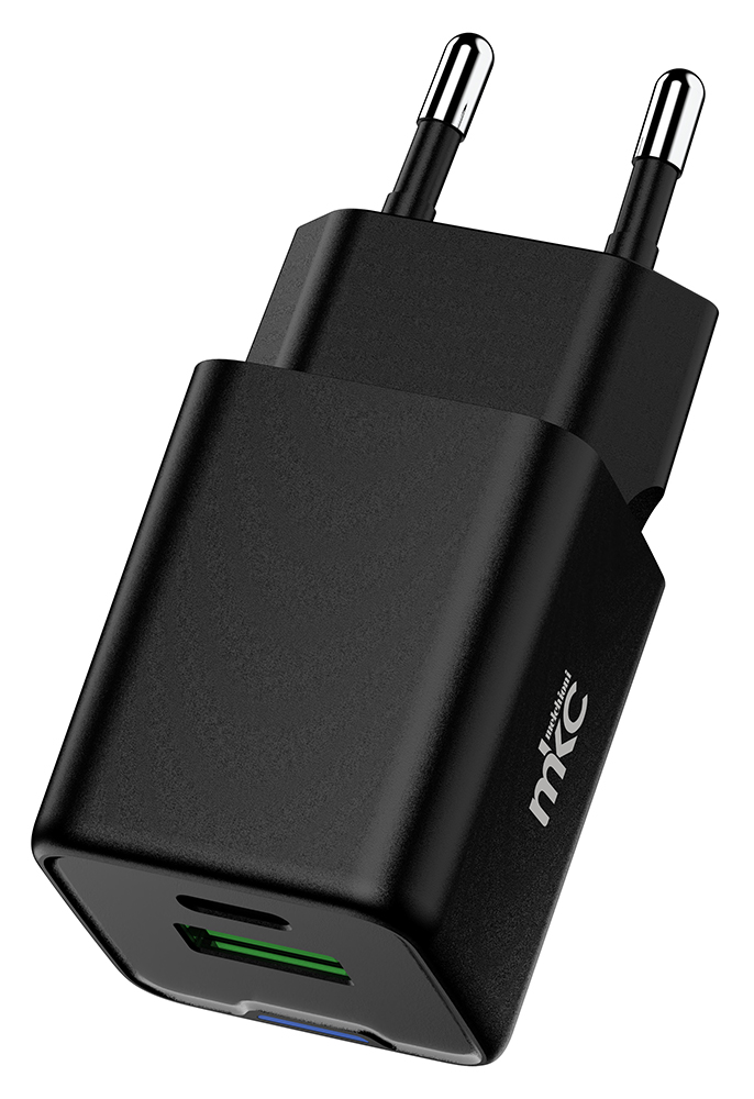 GAN USB Charger 45W PD 1 USB-C + 1 USB-A Black
