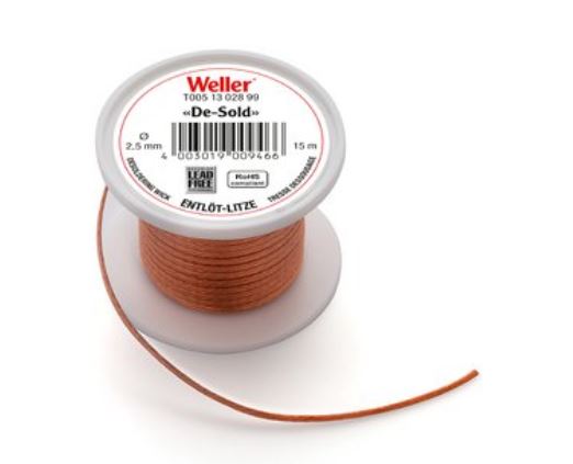Desoldering braid 15 m reel, width 2.5 mm T0051302899 Weller