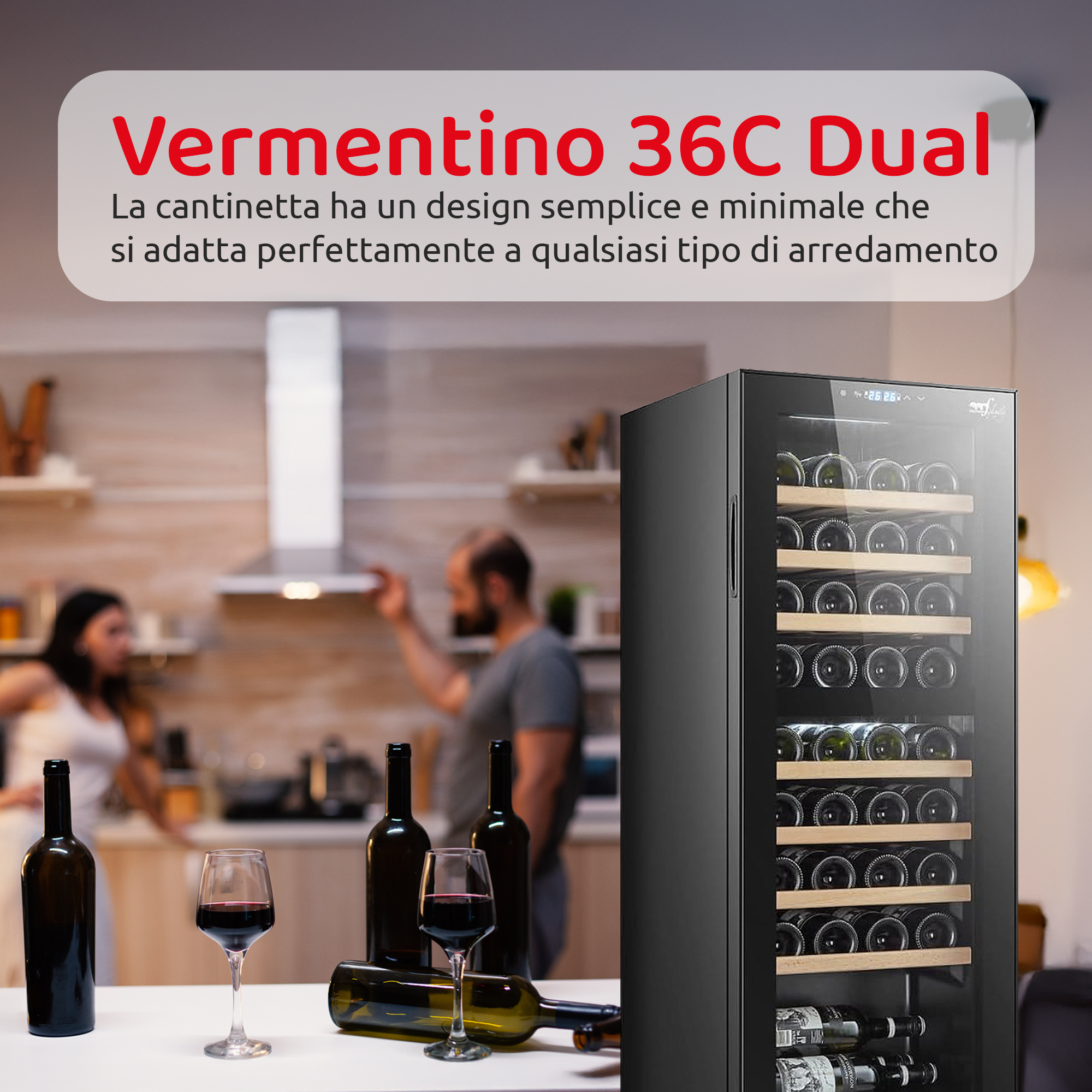 Cantinetta VERMENTINO 36 C DUAL -  36 bottiglie doppia temperatura con compressore