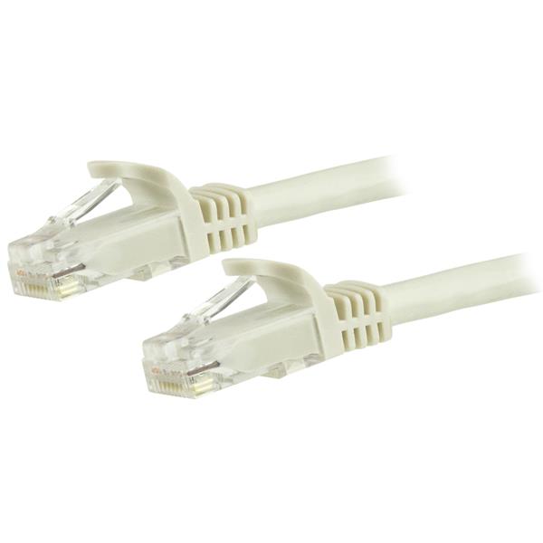 Startech.com N6PATC15MWH 15m CAT6 Ethernet Cable - White CAT 6 Gigabit Ethernet Wire -650MHz 100W PoE RJ45 UTP Network/Patch Cord Snagless w/Strain Relief Fluke Tested/Wiring is UL Certified/TIA (N6PATC15MWH)