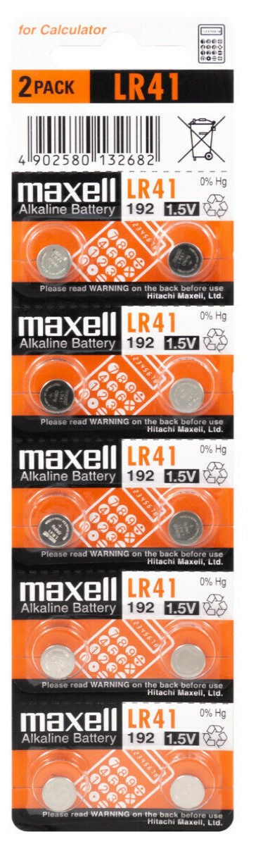 MAXELL LR41 batterie alcaline a bottone in blister da 10 pile MF(5X2)