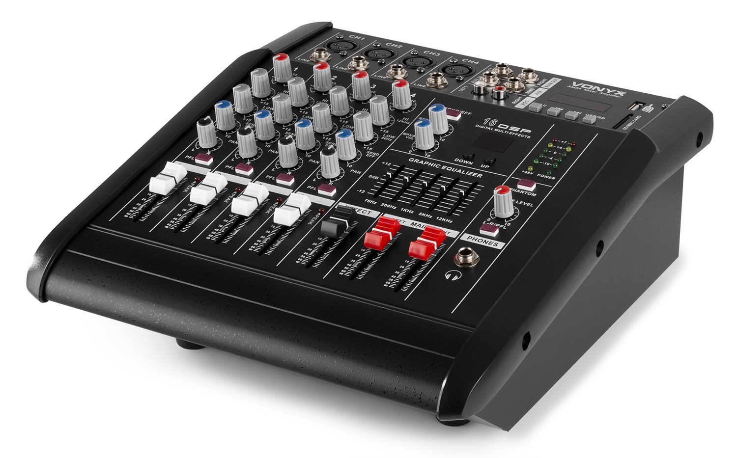 Mixer Audio a 5 canali con amplificatore e DSP / BT / SD / USB / MP3
