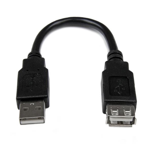 Startech.com USBEXTAA6IN Cavo adattatore USB 2.0 da A ad A da 15 cm - Cavo di estensione USB-A da USB (M) a USB (F) - USB 2.0 M/F - Nero (USBEXTAA6IN)