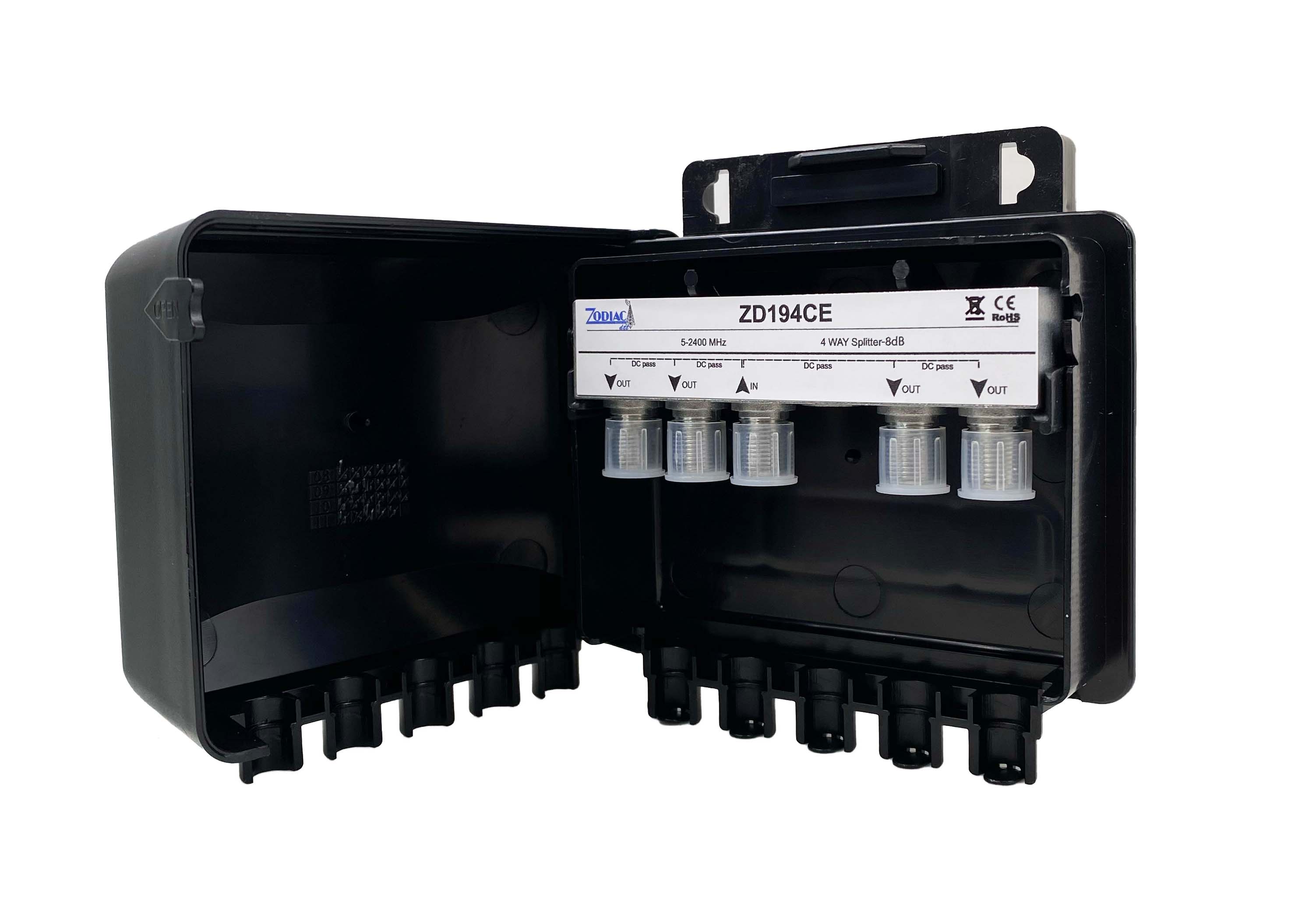 ZD194CE - Partitore induttivo da palo, 1 ingresso VHF+UHF e 4 uscite